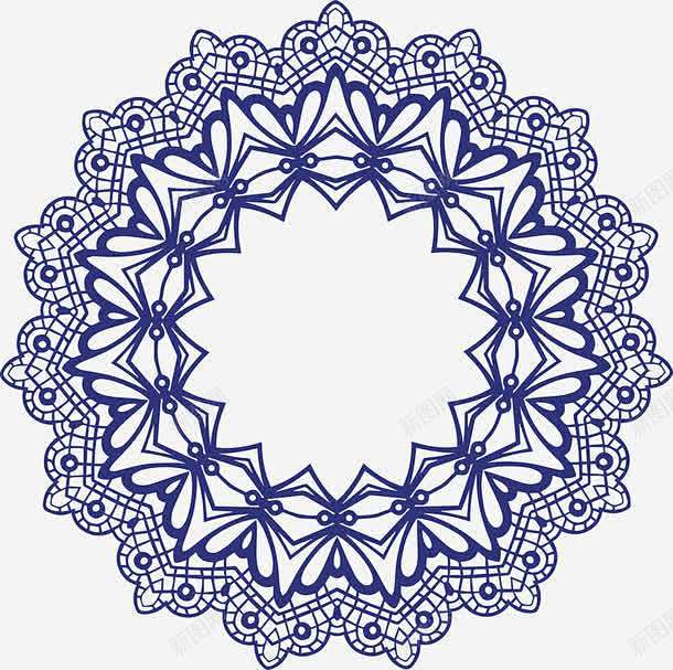 蕾丝花纹花边圆形框矢量图高清素材中国元素古典圆形手工花边矢量图