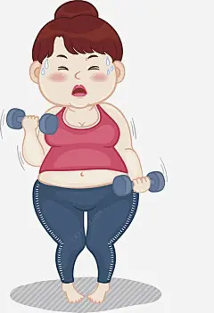 卡通大肚腩胖女孩运动png免抠素材_新图网 https://ixintu.com 卡通 大肚腩 胖女孩 运动 举起哑铃 胖肚子