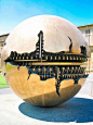 Sphere Within Sphere (Sfera Con Sfera)  by artist Arnaldo Pomodoro in 1990 for the Vatican Museums. Rome Italy via flickr