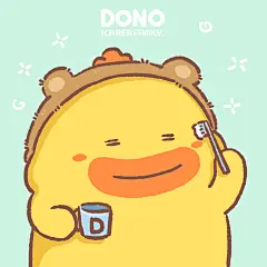 艾克家族icarefamily原创头像壁纸插画-DONO情侣头像 刷牙早上