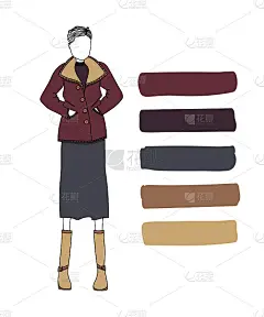 手绘时装插图与一个女人穿着衣服