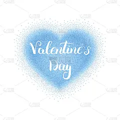 情人节贺卡与闪烁的心和书法