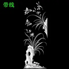 K031精雕图浮雕灰度图雕刻四季花图库