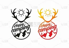 圈快乐露营插图徽章设计