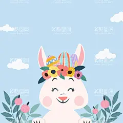 可爱兔子背景  - 源文件下载【酷图网】可爱兔子背景,小兔子背景,壁纸,复活节背景,卡哇伊,小白兔