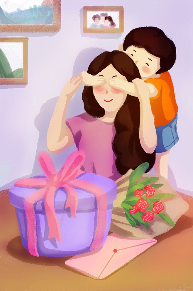 清新卡通手绘母亲节插画素材 资源-第23...