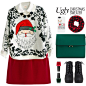 A fashion look from December 2014 featuring christmas sweater, short skirts and black boots. Browse and shop related looks.