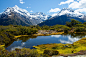 新西兰关键峰和玛丽安湖的免费照片高角度拍摄