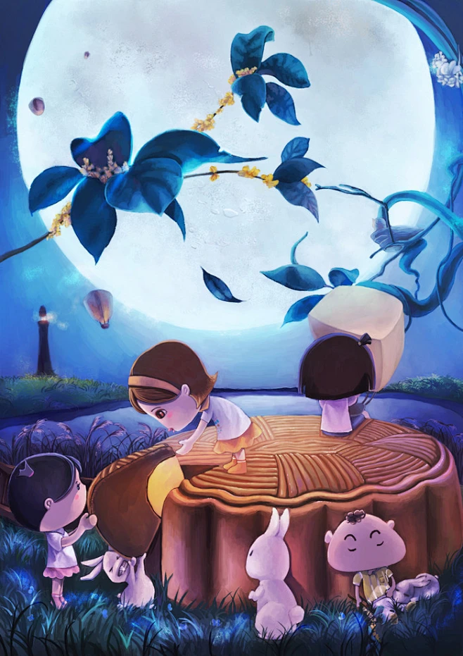 早就画好的中秋-铁骑落花_中秋_涂鸦王国插画图片_APP插画图片素材-花瓣网