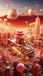 ls7623_the_objects_are_in_a_red_and_gold_background_in_the_styl_c0f0afdb-53ed-464c-a04a-258ec1943f6b