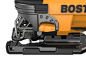 Bostitch Jigsaw : In the development of Bostitch power tools, I was responsible for the design of the corded jigsaw. This shows some snapshots throughout the design process from early sketches to printed models to digitally rendered images that were used 