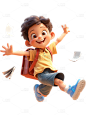开学季3D皮克斯学生人物元素素材