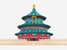 彩色手绘卡通国潮古风中国风故宫
