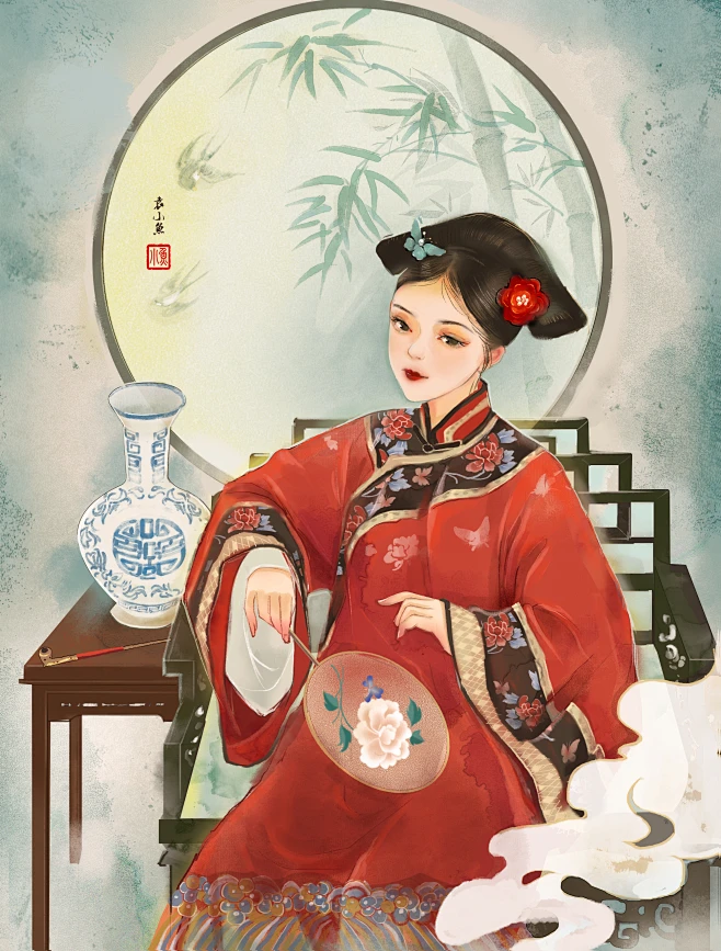 清朝小妾_袁小鱼__插画师作品_涂鸦王国gracg.com-花瓣网