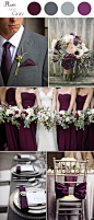 plum and gray rustic wedding color trends 2016