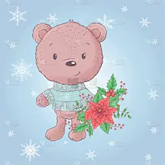 可爱的,熊,花束,卡通,猩猩木,泰迪熊,请柬,野生动物,小的,问候