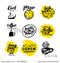 Hand written font lettering. Cute hand drawn cafe, bar logo template. Good for pizza, catering, restaurant insignia, print, menu cover, any advertising, leaflet, flyer, sweet card design.