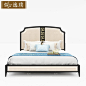 新中式床布艺双人床现代美式实木床1.8米婚床 欧式公主床定制家具-淘宝网