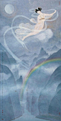瑶姬天帝女，精彩化朝云。宛转入宵梦，无心向楚君。锦衾抱秋月，绮席空兰芬。茫昧竟谁测，虚传宋玉文。（唐·李白《感兴》）<br/>【图：潘絜兹】