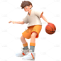 通用3D卡通篮球运动人物贴纸