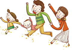 卡通一家人春游儿童小朋友人物免抠素材