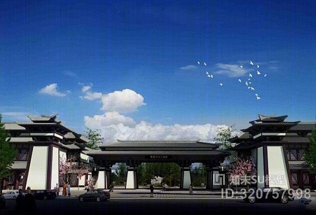 仿汉代中式商业街su模型SU模型下载【I...