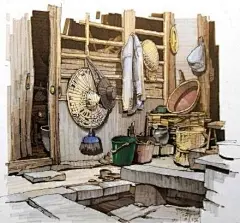 水性马克笔手绘民居 （夏克梁先生作品）