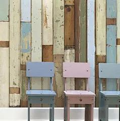 荷兰原装进口壁纸 个性蓝色 废旧木材 木板图案PH-3斑驳 做旧墙纸