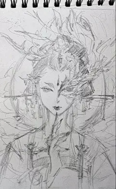 唯美古风《半面妆》插画，有些容颜望一眼就终身思念封面插画简直美炸天

手绘草图一出太惊艳了

简直就是一个细节控呀

一起来看看古大大的手绘吧

《半面妆》绘 画 步 骤