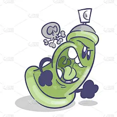 涂鸦喷绘卡通人物。生气。在白色背景上。向量
