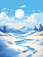A海报背景|Midjourney|插画|雪山