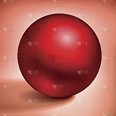 矢量体积红色球体，光泽红色金属球