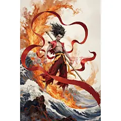 哪吒贴画海报电影魔童闹海2宣传画寝室宿舍卧室卡通动漫壁画墙贴 玫红色 哪咤05 42x30厘米 带背胶自粘 单张(多张分别加购)