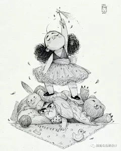 插画丨美女用铅笔画画秒杀众人，没有颜色时尚又好看