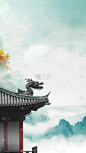 春天春季春日实景屋檐龙背景图片素材