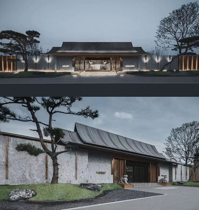 长沙兴进珺府 宋式建筑的艺术魅力在于轻盈洒脱，灵动而不失理性，门庭延续宋式建筑特点，用简约的线条打造庄重沉稳而不失简约灵动的入口空间，整体运用 ...
