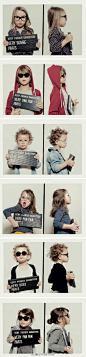 【摄影世界】儿童眼镜、太阳镜的品牌创意广告——《非常法匪》。演绎儿童入狱档案摄影照片。 