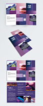 紫色调企业建筑设计三折页