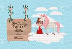 独角兽,生日,贺卡,婴儿,公主,女孩,木制,可爱的,性格,自然美
