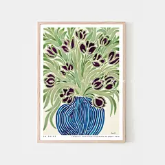 丹麦设计 北欧抽象花卉装饰相框画芯 法式复古小众插画艺术海报-淘宝网