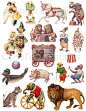 Vintage print .. Circus Animals