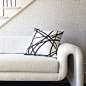 Miles Redd for Schumacher Deconstructed Stripe Wallpaper and Kelly Wearstler Channels Pillow (The Painted House)