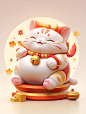3d可爱喜庆招财猫元素图片