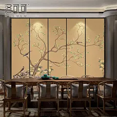 新中式壁纸花鸟3d定制壁画客厅电视背景墙卧室书房影视墙无缝墙纸-tmall.com天猫