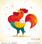 Vector New Year congratulation design. Rooster, cock portrait cartoon illustration. Holiday card design element. Merry Christmas, happy New Year memory card, advertisement design. Chinese year symbol.