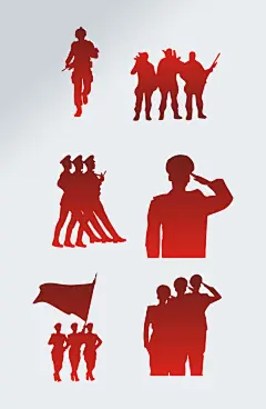 部队 军人建军节士兵升旗剪影 元素海报展板挂画