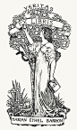 Marian Ethel Baron’s ex-libris.    From A collection of book plate designs, by Louis Rhead, Boston, 1907.    (Source: archive.org)