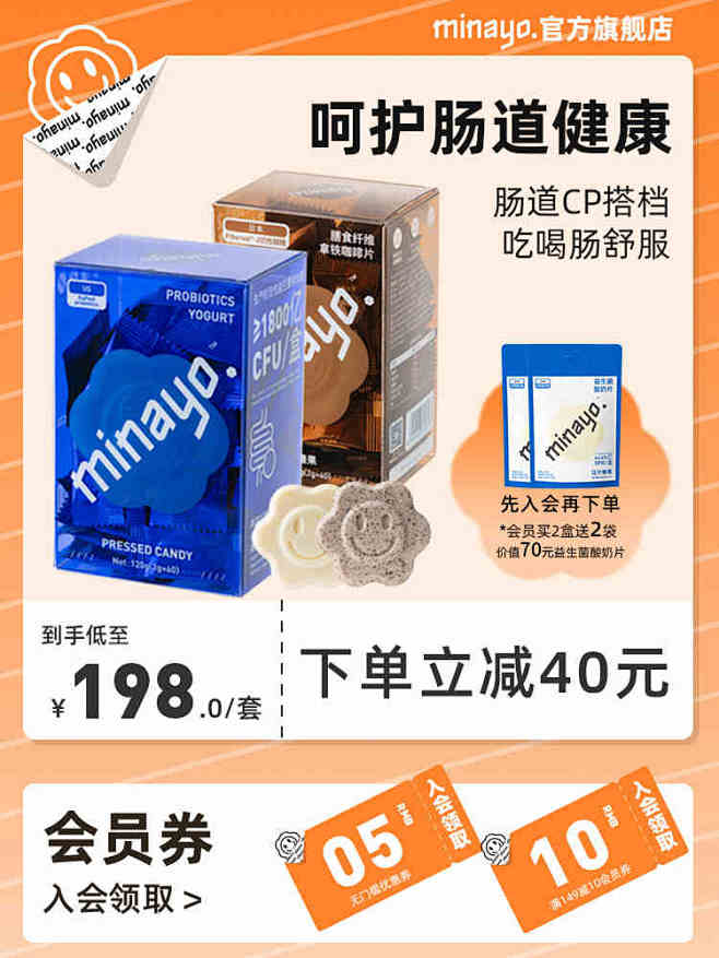 【组合】minayo益生菌酸奶片+膳食纤...