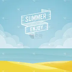 夏季景观，海景背景，矢量插图。