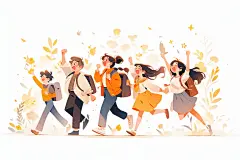 开学季扁平风插画-8